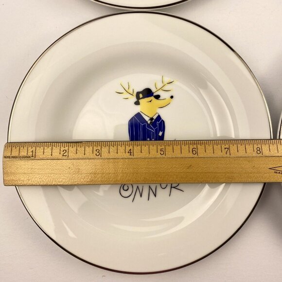 Pottery Barn Reindeer 8.5 in side/salad/dessert plates set of 4, Comet, Blitzen - Picture 8 of 8